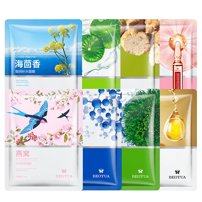 8pcs Natural Plant Face Mask