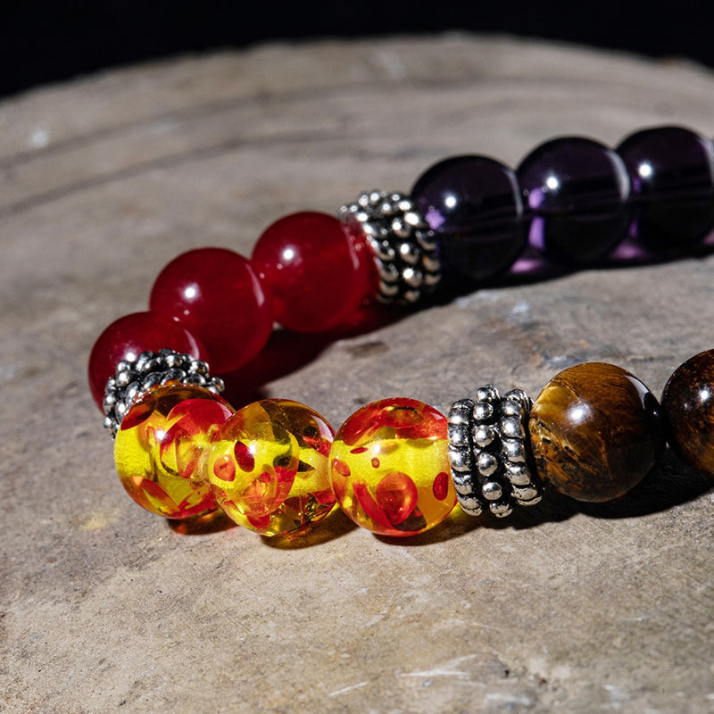 All Natural 7 Chakra with Tiger Eyes Stones Bracelet