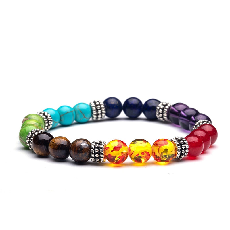 All Natural 7 Chakra with Tiger Eyes Stones Bracelet