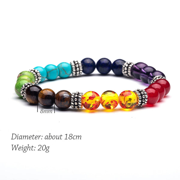 All Natural 7 Chakra with Tiger Eyes Stones Bracelet
