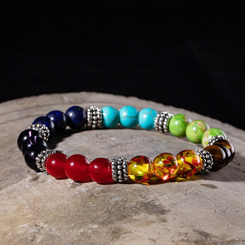 All Natural 7 Chakra with Tiger Eyes Stones Bracelet
