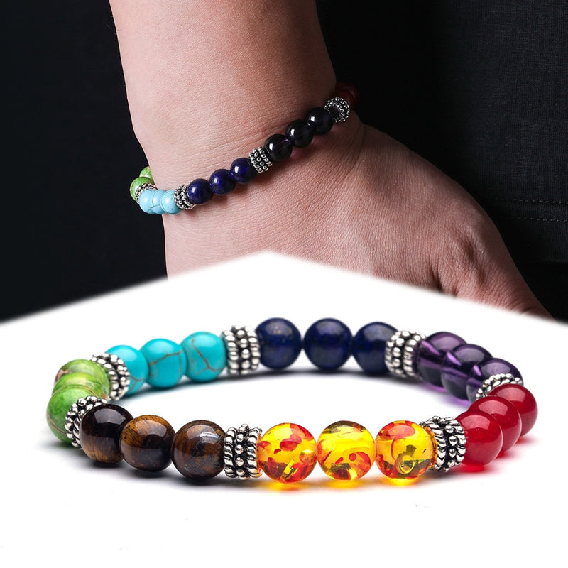 All Natural 7 Chakra with Tiger Eyes Stones Bracelet