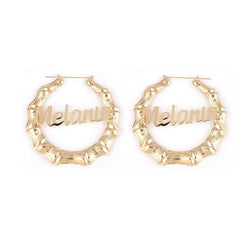 Products Melanin Nameplate Old School Bamboo Earrings