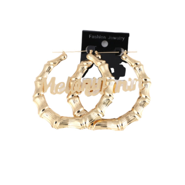 Products Melanin Nameplate Old School Bamboo Earrings