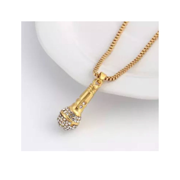 Gold Plated Microphone Pendant Chain