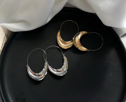 African Gold Plated 2" Hoop Earrings