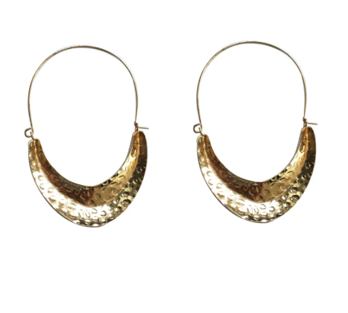 African Gold Plated 2" Hoop Earrings