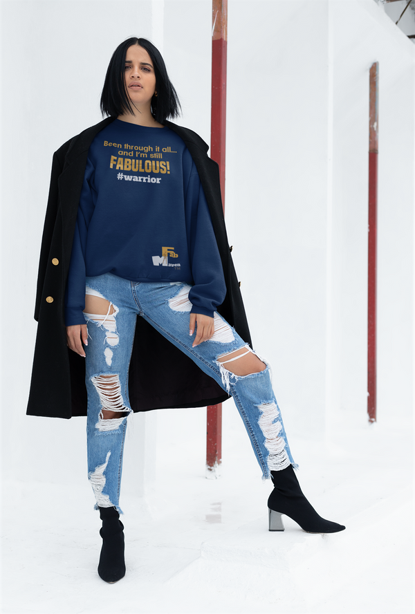 Navy Blue Fab Maven Statement and Logo Sweatshirt
